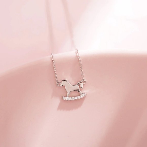 NEW 925 Sterling Silver Diamond Horse Necklace - Picture 7 of 14